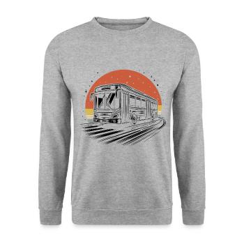 Retro Bus School Bus Driver Driving Busman Drivers - Unisex Sweatshirt - salt & pepper - Front - Alina (178cm) & Michal (187cm)