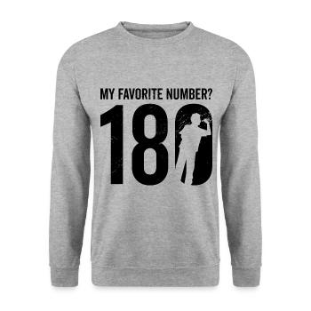 My Favorite Number? 180 Darting Dart Player Triple - Unisex Sweatshirt - salt & pepper - Front - Alina (178cm) & Michal (187cm)