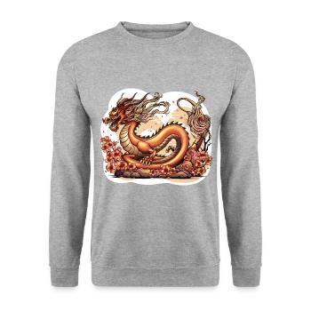 Ryū Dragon japonais - Sweat-shirt Unisexe - gris chiné - Devant - Alina (178cm) & Michal (187cm)