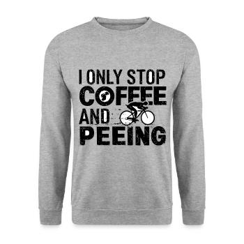 I Only Stop for Coffee and Peeing Radfahrer - Unisex Pullover - Weißgrau meliert - Vorne - Alina (178cm) & Michal (187cm)