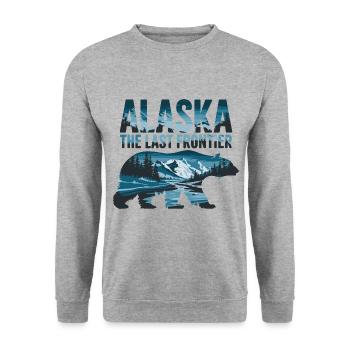 Alaska Last Frontier für einen Wanderer und - Unisex Pullover - Weißgrau meliert - Vorne - Alina (178cm) & Michal (187cm)