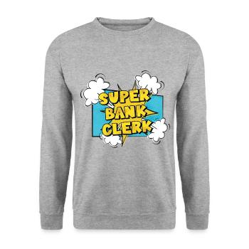 Retro Graphic Bank Clerk Bookkeeper Bank Employee - Unisex Pullover - Weißgrau meliert - Vorne - Alina (178cm) & Michal (187cm)