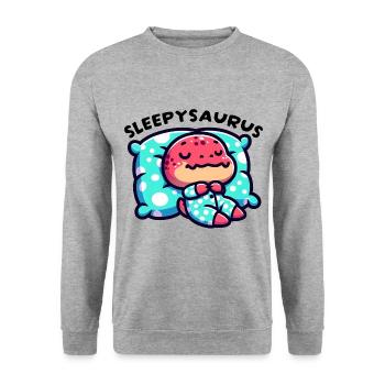 Sleepysaurus Official Sleep Outfit Chemise de nuit - Sweat-shirt Unisexe - gris chiné - Devant - Alina (178cm) & Michal (187cm)