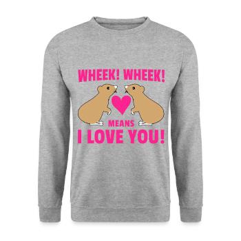 Wheek Wheek Graphic Guinea Pig Owner Pet Cavy Anim - Unisex Pullover - Weißgrau meliert - Vorne - Alina (178cm) & Michal (187cm)