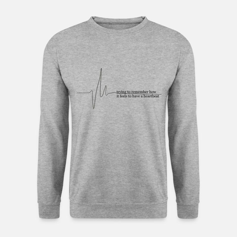 Heartbeat black - Unisex Pullover - Weißgrau meliert