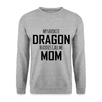My Favorite Dragon Buddies Call Me Mom - Unisex Pullover - Weißgrau meliert - Vorne - Alina (178cm) & Michal (187cm)