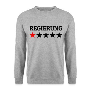 Regierung 1 Stern Bewertung - Unisex Pullover - Weißgrau meliert - Vorne - Alina (178cm) & Michal (187cm)