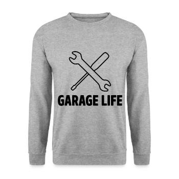 Garage Life Graphic Car Lover Mechanic Vehicle Tec - Unisex Sweatshirt - salt & pepper - Front - Alina (178cm) & Michal (187cm)
