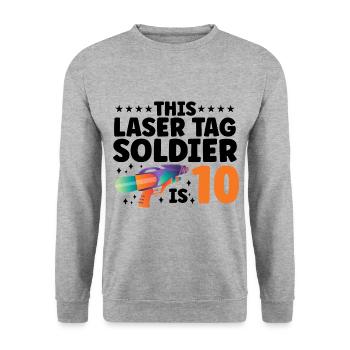 Laser Tag Squad Graphic Lasertag Player Lasertag P - Unisex Pullover - Weißgrau meliert - Vorne - Alina (178cm) & Michal (187cm)