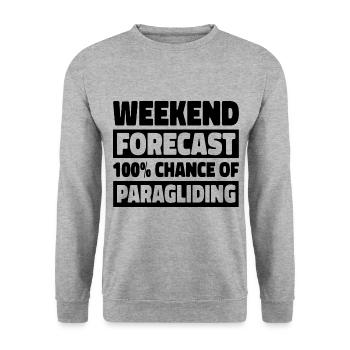 Weekend Forecast 100% Chance Of Paragliding Parach - Unisex Pullover - Weißgrau meliert - Vorne - Alina (178cm) & Michal (187cm)