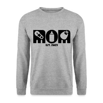 2023, Maman en devenir, annonce de grossesse - Sweat-shirt Unisexe - gris chiné - Devant - Alina (178cm) & Michal (187cm)