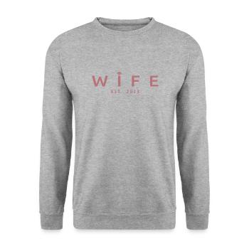 2023 Fiançailles Mariage Douche nuptiale - Sweat-shirt Unisexe - gris chiné - Devant - Alina (178cm) & Michal (187cm)