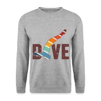 Retro Graphic Cliff Diver Cliff Diving Tombstoning - Unisex Sweatshirt - salt & pepper - Front - Alina (178cm) & Michal (187cm)