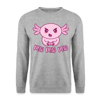 Axolotl gamer Gaming gaming gamble pew pew pew - Unisex Sweatshirt - salt & pepper - Front - Alina (178cm) & Michal (187cm)