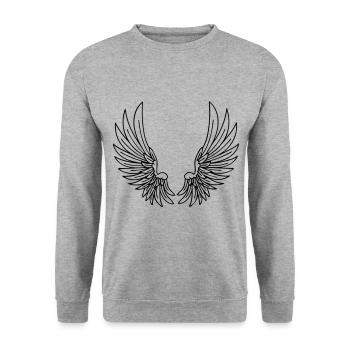 wing - Unisex Sweatshirt - salt & pepper - Front - Alina (178cm) & Michal (187cm)