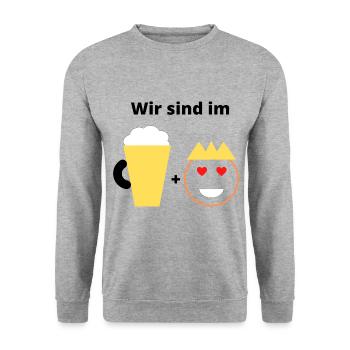 Mallorca - Bierkönig Liebe - Unisex Pullover - Weißgrau meliert - Vorne - Alina (178cm) & Michal (187cm)