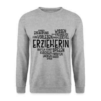 Retro Grafik Kindertagesstätte Babysitter Kindergä - Unisex Pullover - Weißgrau meliert - Vorne - Alina (178cm) & Michal (187cm)