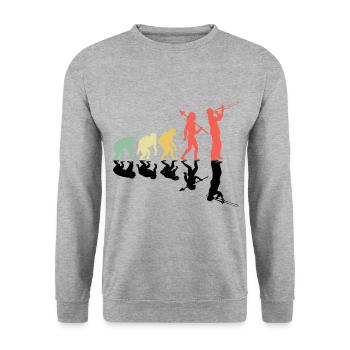 Posaunist Posaunist Evolution Marching Band - Unisex Pullover - Weißgrau meliert - Vorne - Alina (178cm) & Michal (187cm)