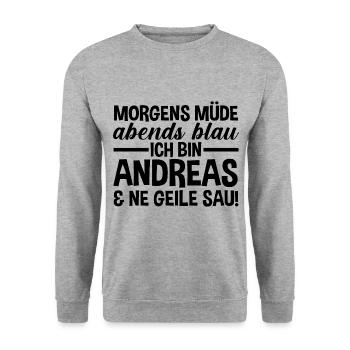 Prénom Andreas - Sweat-shirt Unisexe - gris chiné - Devant - Alina (178cm) & Michal (187cm)