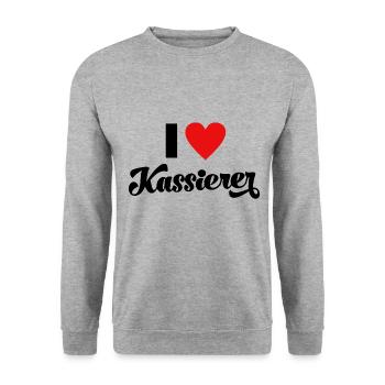 Kassierer Kassiererin Verkäufer Verkäuferin Kasse - Unisex Pullover - Weißgrau meliert - Vorne - Alina (178cm) & Michal (187cm)