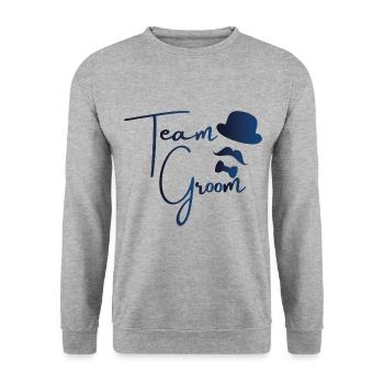Team Groom - Junggesellenabschied - Unisex Pullover - Weißgrau meliert - Vorne - Alina (178cm) & Michal (187cm)