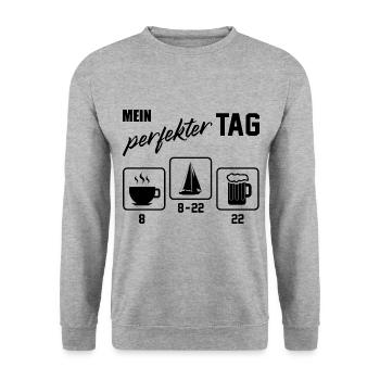 Mein Perfekter Tag Sailing Captain Ship Sea Skippe - Unisex Pullover - Weißgrau meliert - Vorne - Alina (178cm) & Michal (187cm)