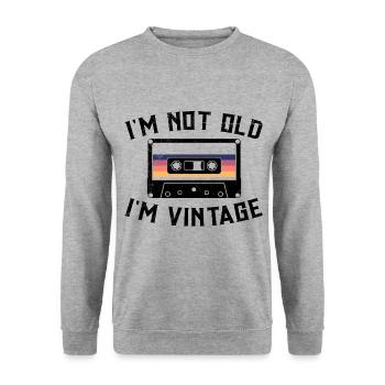 80s 90s Music Cassette Mixtape Funny - Sweat-shirt Unisexe - gris chiné - Devant - Alina (178cm) & Michal (187cm)