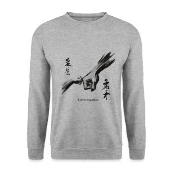 Le pouvoir de l’équipe : les salutations de la famille - Sweat-shirt Unisexe - gris chiné - Devant - Alina (178cm) & Michal (187cm)