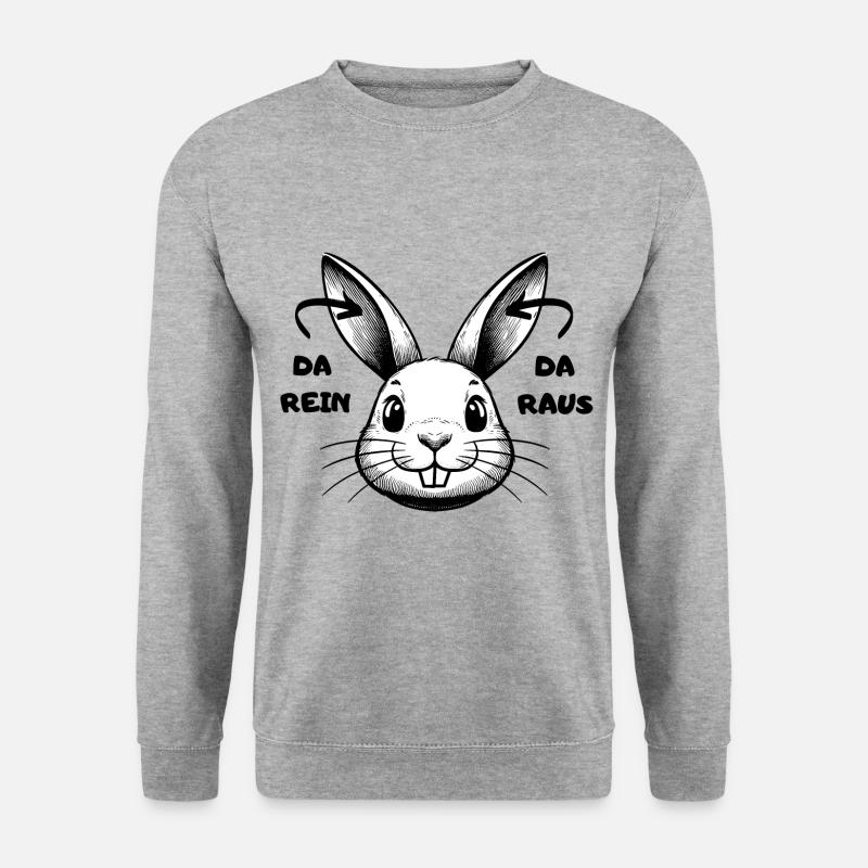 Da rein Da raus Hase Osterhase Ostern lustig egal - Unisex Pullover - Weißgrau meliert