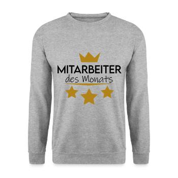 Mitarbeiter des Monats - Unisex Pullover - Weißgrau meliert - Vorne - Alina (178cm) & Michal (187cm)
