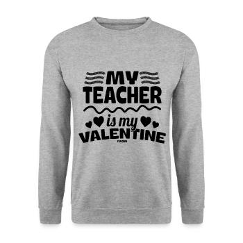 My Teacher Is My Valentine - Unisex Pullover - Weißgrau meliert - Vorne - Alina (178cm) & Michal (187cm)