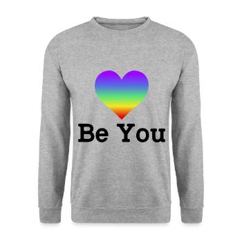 Be You Gay Pride Lgbtq Rainbow Transgender Bisexua - Unisex Pullover - Weißgrau meliert - Vorne - Alina (178cm) & Michal (187cm)