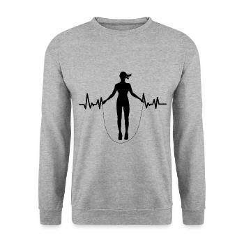 Ecg Heartbeat Jumper Rope Skipping Rope Jumping Wo - Unisex Pullover - Weißgrau meliert - Vorne - Alina (178cm) & Michal (187cm)