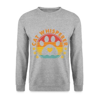 Cat Whisperer Retro Graphic Cat Owner Cat Lover Pe - Unisex Pullover - Weißgrau meliert - Vorne - Alina (178cm) & Michal (187cm)