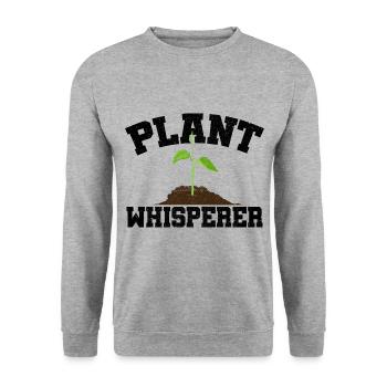 Plant Whisperer Gardener Plant Lover Gardening Bot - Unisex Pullover - Weißgrau meliert - Vorne - Alina (178cm) & Michal (187cm)