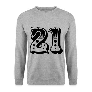 21 - Nombre - Nombre - Sweat-shirt Unisexe - gris chiné - Devant - Alina (178cm) & Michal (187cm)