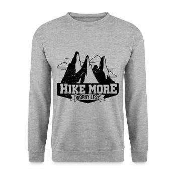 Hike More Worry Less Hiking Trekking Hiker Nature - Unisex Pullover - Weißgrau meliert - Vorne - Alina (178cm) & Michal (187cm)
