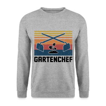 Gartenchef Gärtnerei Gärtner Garten Rasenmäher Gär - Unisex Pullover - Weißgrau meliert - Vorne - Alina (178cm) & Michal (187cm)
