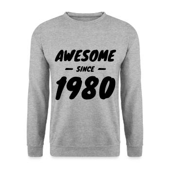 Millésime 1980 Idée cadeau géniale depuis 1980 - Sweat-shirt Unisexe - gris chiné - Devant - Alina (178cm) & Michal (187cm)