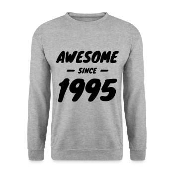 1995 Jahrgang Awesome Since 1995 Geschenkidee - Unisex Pullover - Weißgrau meliert - Vorne - Alina (178cm) & Michal (187cm)