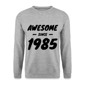 1985 Jahrgang Awesome Since 1985 Geschenkidee - Unisex Pullover - Weißgrau meliert - Vorne - Alina (178cm) & Michal (187cm)
