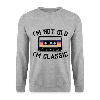 80s 90s Music Cassette Funny Mixtape - Unisex Sweatshirt - salt & pepper - Front - Alina (178cm) & Michal (187cm)