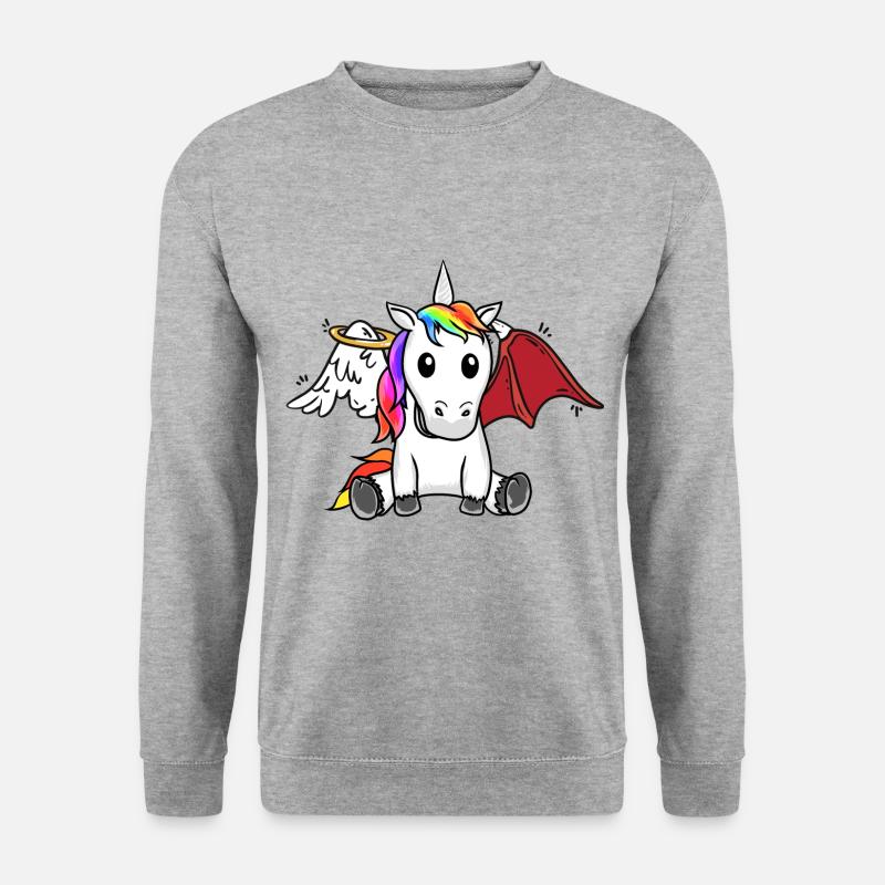 Einhorn himmlisch verdorben schlecht satanisch - Unisex Pullover - Weißgrau meliert