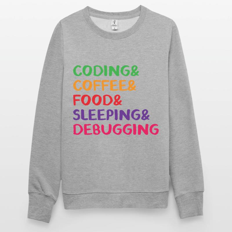 Coding Coffee Food Sleeping Debbuging Programmer C Unisex Pullover