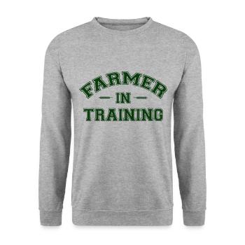 Lustiger landwirtschaftlicher Bauer in Ausbildung - Unisex Pullover - Weißgrau meliert - Vorne - Alina (178cm) & Michal (187cm)