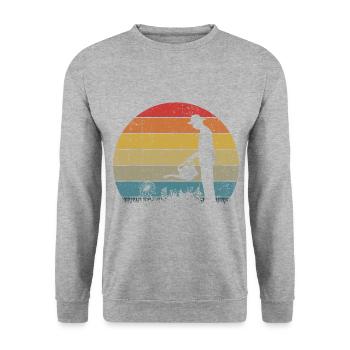 Retro Graphic Gardener Horticulturist Gardening La - Unisex Pullover - Weißgrau meliert - Vorne - Alina (178cm) & Michal (187cm)