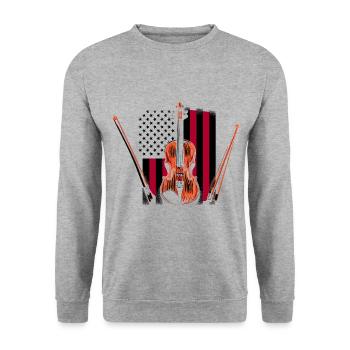 Drapeau américain USA Instrument violoniste Viole de viole - Sweat-shirt Unisexe - gris chiné - Devant - Alina (178cm) & Michal (187cm)