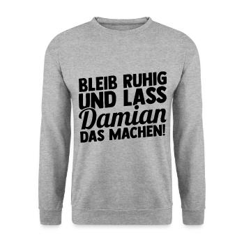 Prénom Damian - Sweat-shirt Unisexe - gris chiné - Devant - Alina (178cm) & Michal (187cm)