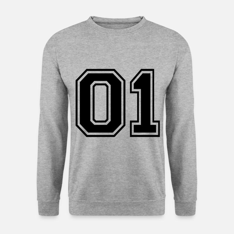 Rückennummer 01 - Unisex Pullover - Weißgrau meliert