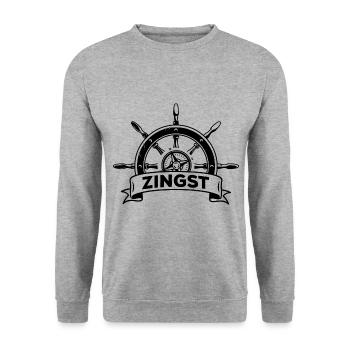 Baltic Sea Zingst Steering Wheel Ship Beach Sea Coast U - Unisex Sweatshirt - salt & pepper - Front - Alina (178cm) & Michal (187cm)